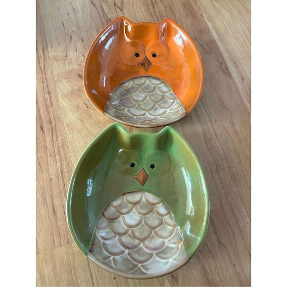Ceramic Harvest Owl Dish Fall decor  | Autumn Tabl Decor | Rustic Woodland Accen - Picture 1 of 3